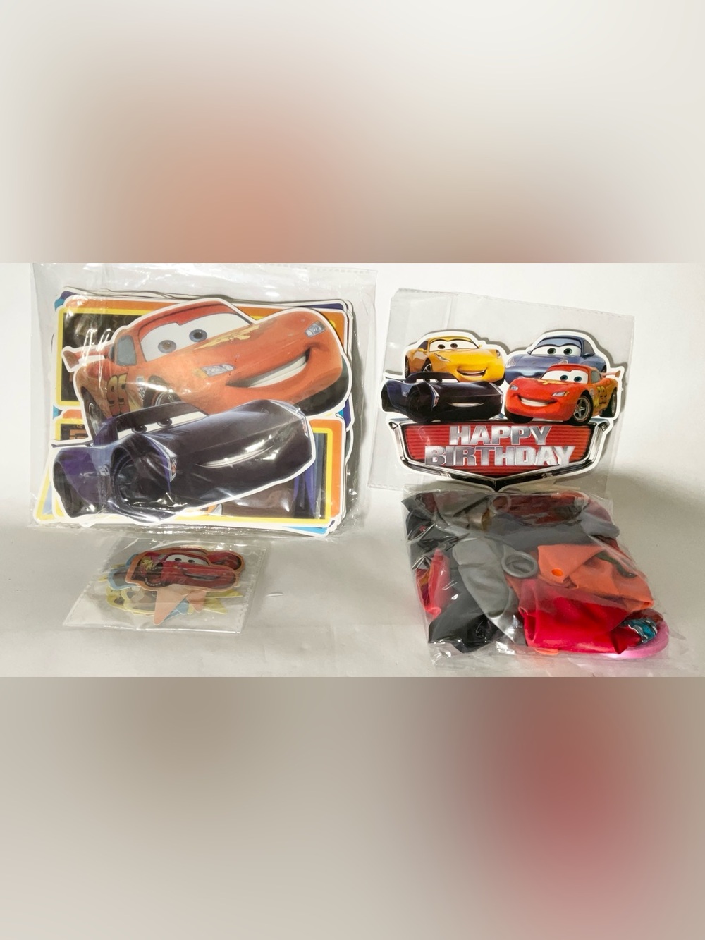 Cars Party Supplies Lightning MQueen Balloons Cake & Cupcake Topper Birthday Ban
